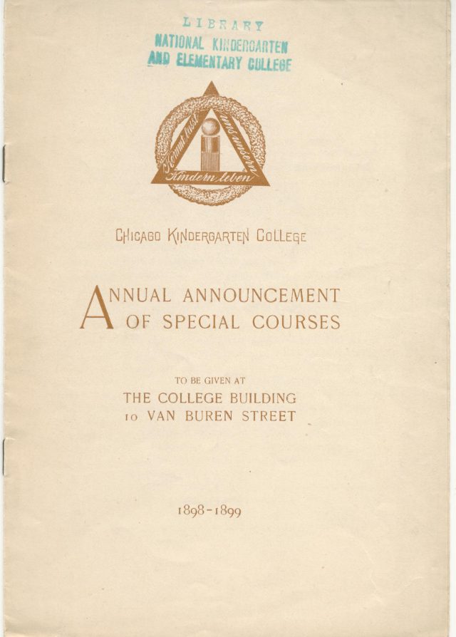 9. Annual Announcement of Special Courses at the Chicago Kindergarten College